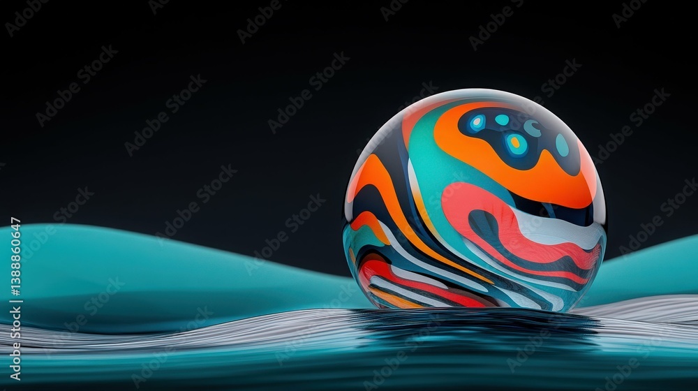 Poster abstract colorful orb: a mesmerizing abstract composition featuring a vibrant, swirling orb, its int