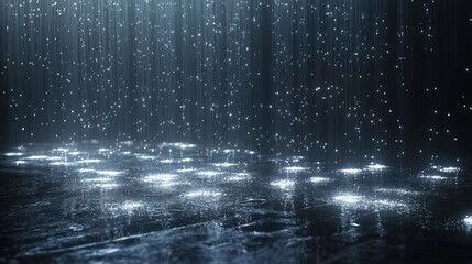 Digital rain of glowing symbols forming interconnected patterns against a dark backdrop