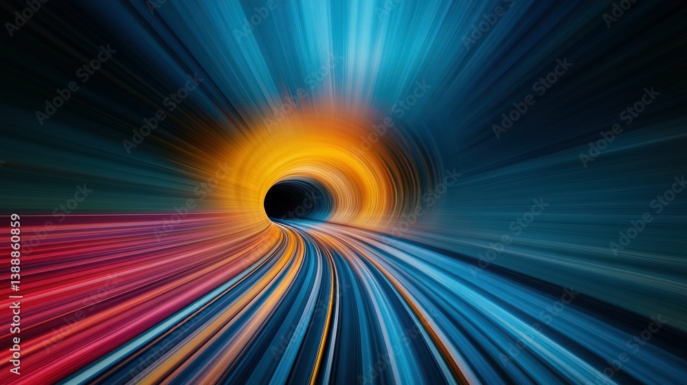 Aufkleber journey through the vortex: a dynamic and visually striking illustration of a tunnel with vibrant st