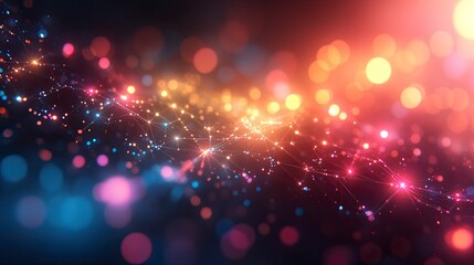 Crystalline network structure with rainbow refractions in a misty digital space