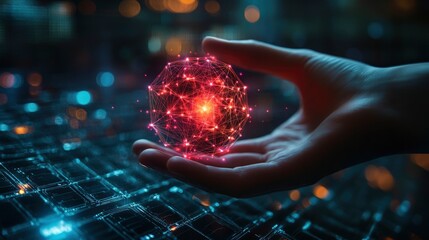 Abstract visualization of blockchain technology using connected cube structures