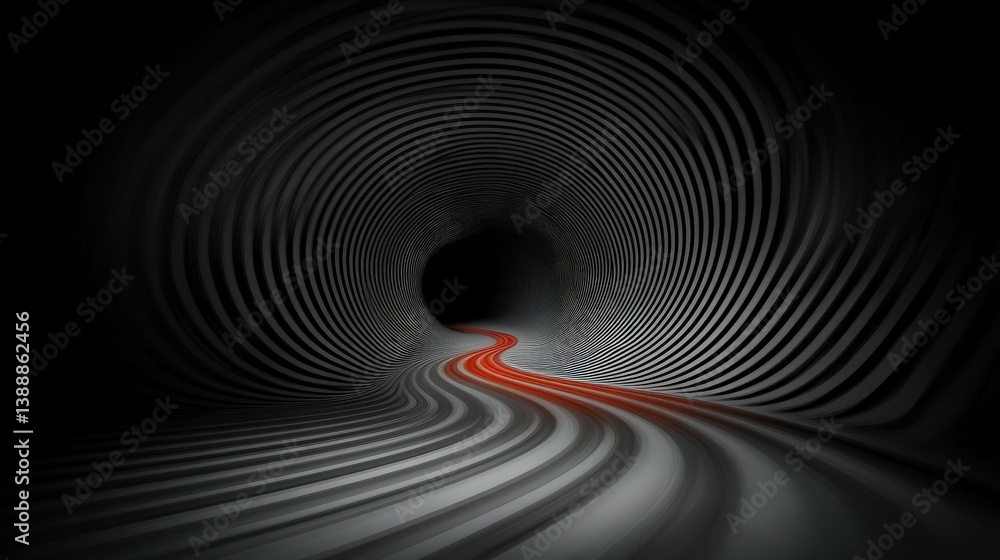 Aufkleber tunnel vision: a captivating view through a dark, abstract tunnel. the curving lines and light creat