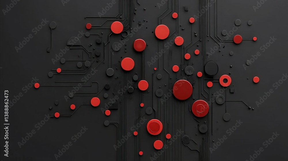 Poster abstract technology network: a mesmerizing abstract illustration featuring a network of circuit boar