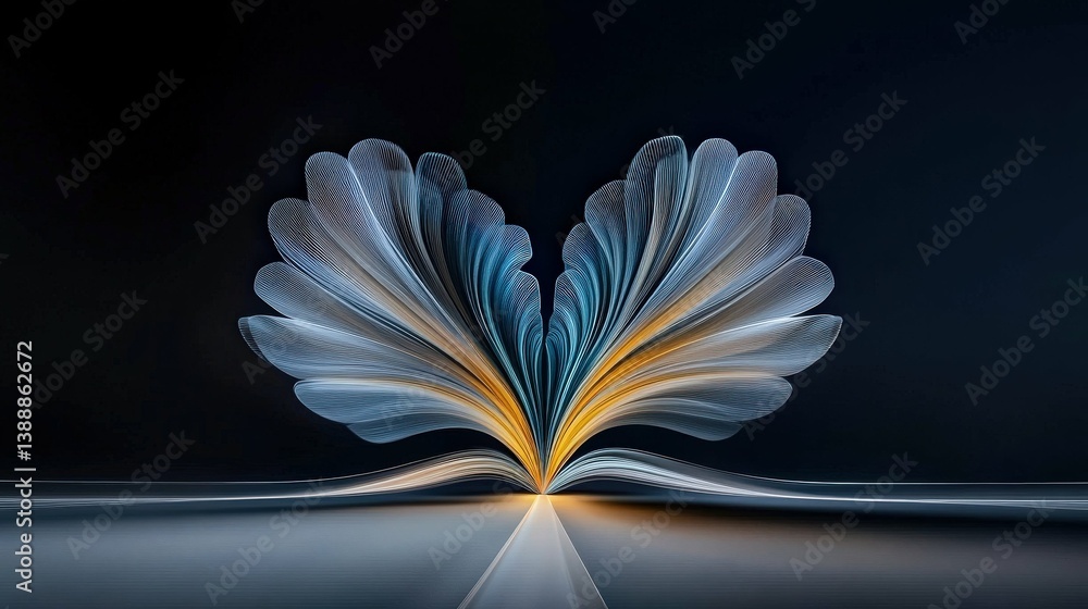 Poster abstract wings: a captivating abstract composition showcasing intricate, flowing lines that form a h