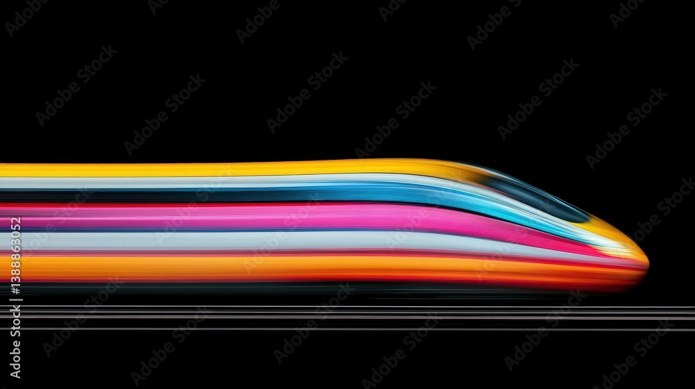 Poster speed of transportation: a dynamic display of motion and speed, a high-speed train cuts through the 