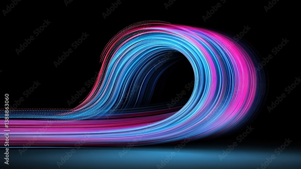 Poster abstract swirling light trails: dynamic vibrant pink and blue light trails swirl and flow creating a