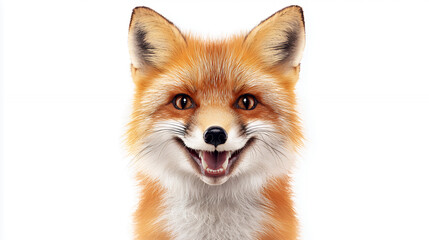 Happy fox with bright orange fur and expressive eyes, showcasing playful demeanor and friendly smile