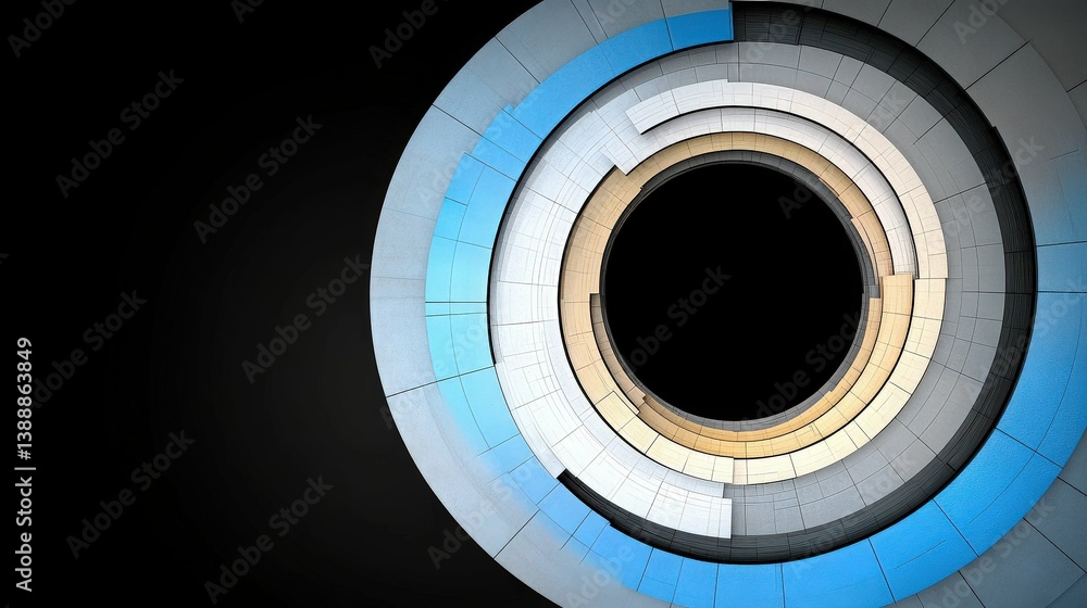 Aufkleber abstract circular design: a mesmerizing abstract image featuring concentric circles in shades of blu