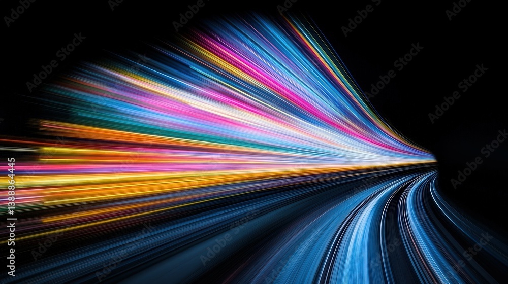 Aufkleber chromatic velocity: a mesmerizing display of colorful light streaks, resembling a fast-paced journey
