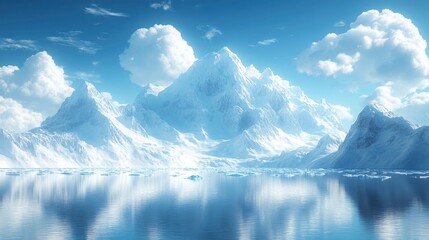 Digital glacier landscape with geometric ice formations