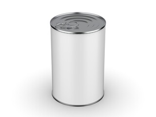 Tin can mockup. Food sealed can. Steel and tin cans. Canned food. Metal container. Preserving can. Conserved product. 3D illustration