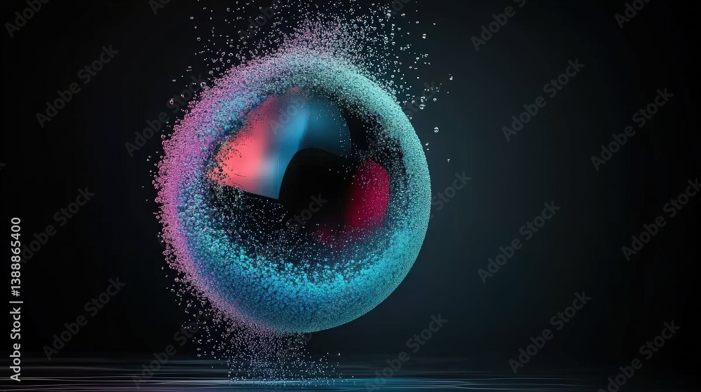 Poster abstract sphere: a captivating and enigmatic abstract sphere pulsates with vibrant color against a d