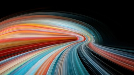 Abstract Swirling Light Trails: Dynamic, vibrant streaks of light create a mesmerizing abstract tunnel effect, evoking feelings of speed, energy and movement.