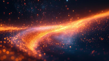 Obraz premium Digital galaxy made of flowing data streams and particle effects