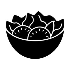 Black Silhouette Of A Bowl With Salad And Tomatoes Minimal Design
