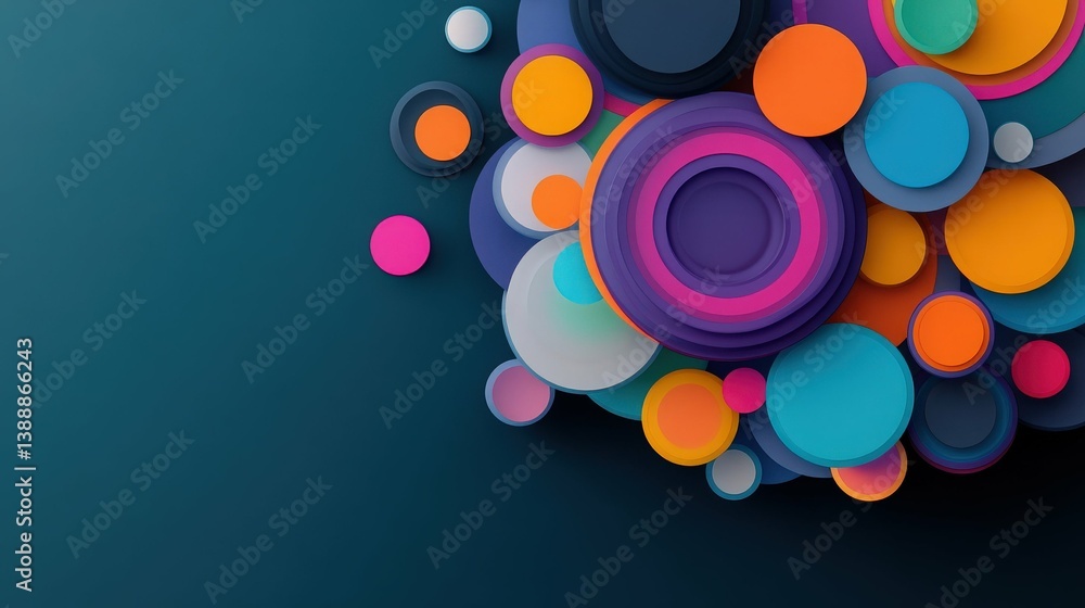 Poster abstract colorful circles: vivid, layered circles in a vibrant palette create a dynamic, modern abst