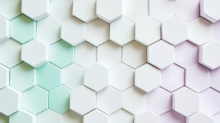 Fototapeta premium Modern hexagonal tiles create stylish and contemporary background with blend of soft colors, enhancing any space aesthetic appeal
