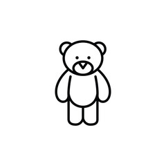 Teddy bear icon. A charming and simple design of a bear, representing love, comfort and the joys of childhood. Ideal for toy stores and gift shops. Vector illustration