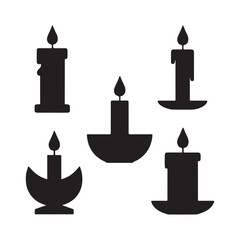 set of silhouettes of candles