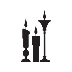 black and white silhouettes of candles