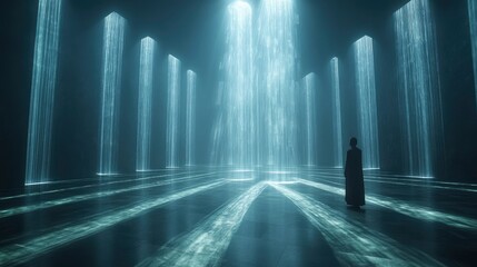 Network of light beams forming digital social connections