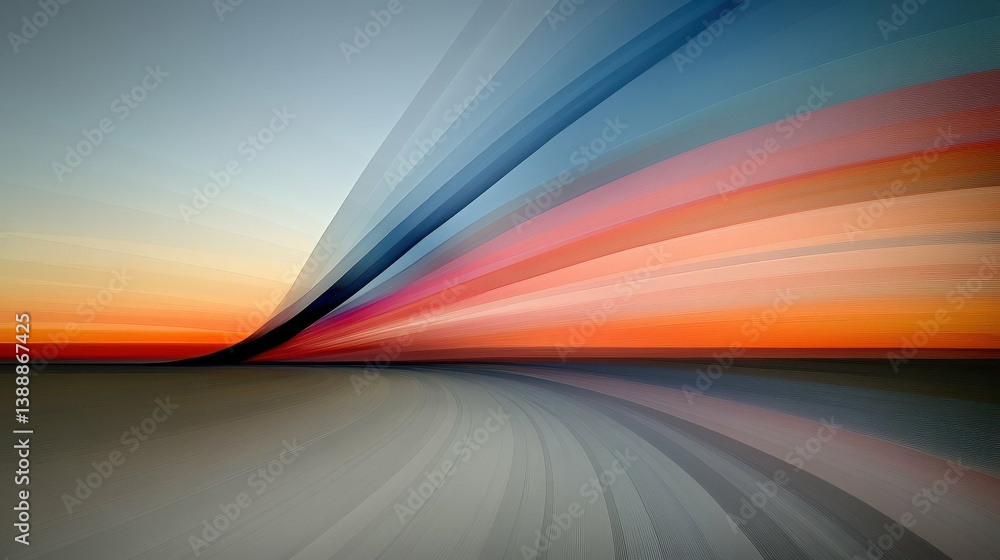 Aufkleber sunset speed lines: abstract image of vibrant sunset colors streaked across a horizon, creating dyna