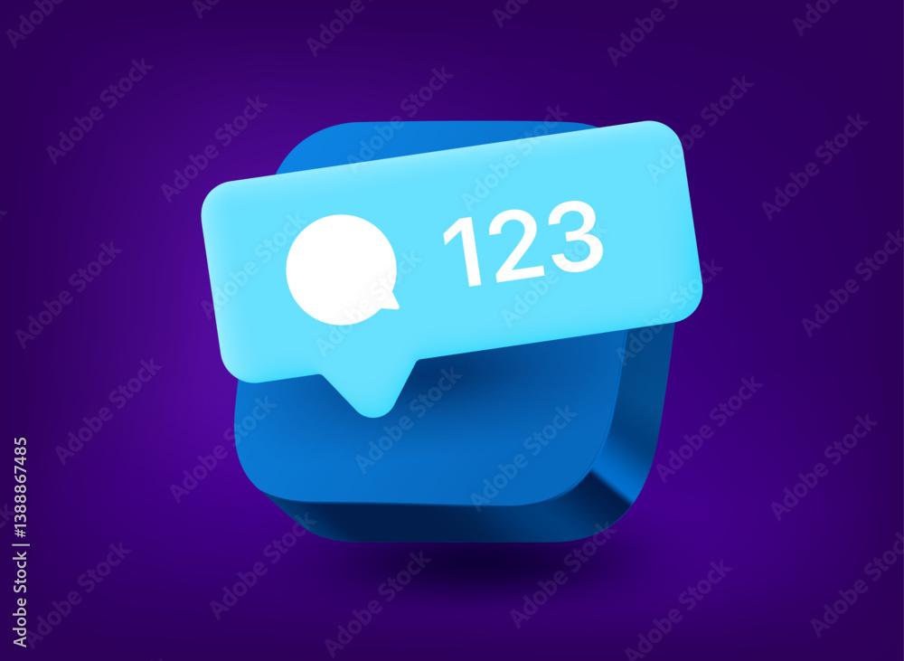 Poster Conversation concept with speech cloud. Vector 3d application icon