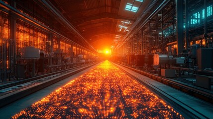 Fototapeta premium Network of light beams forming digital architecture plans