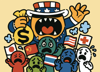 Global panic over aggressive economic power cartoon