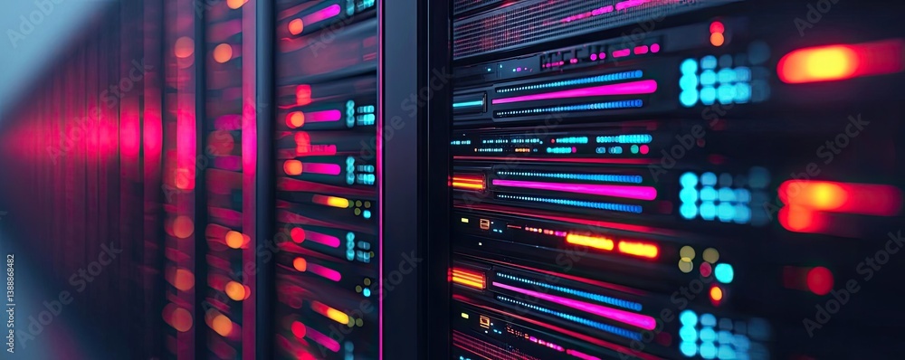 Aufkleber clouds server glowing systems managing innovation on earth concept. vibrant data servers with colorf