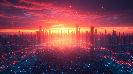 Network of light beams forming digital urban planning