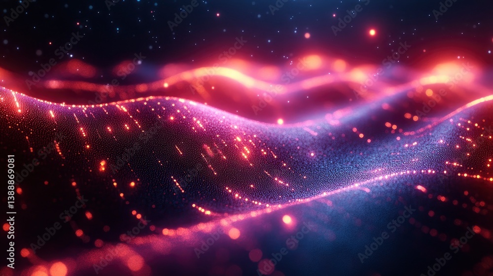 Wall mural digital hurricane made of data streams and particle effects