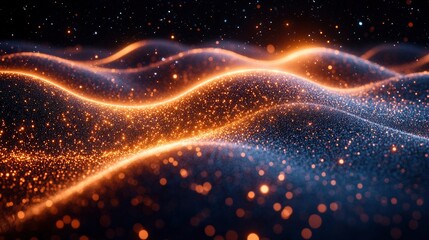 Digital hurricane made of data streams and particle effects