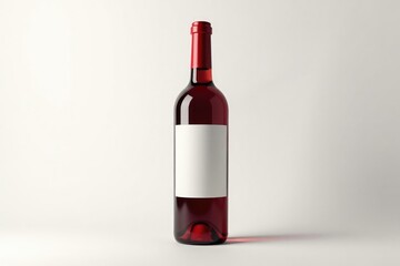 A single bottle of red wine against a bright white, beverage, vintage, bottle of wine