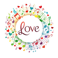 Fototapeta premium Love Music Notes Hearts Design