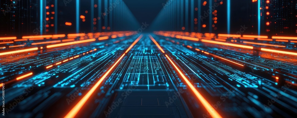 Poster clouds server glowing systems managing innovation on earth concept. futuristic digital circuit with 