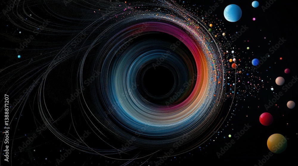 Poster cosmic vortex: a vibrant display of cosmic energy, featuring swirling colors that converge towards a