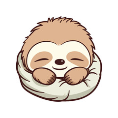 Cute cartoon sloth sleeping peacefully