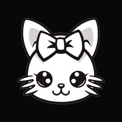 Cute Cartoon Cat with Bow