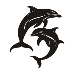 Two dolphins silhouette design