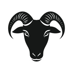 Black silhouette of a goat's head with big horns