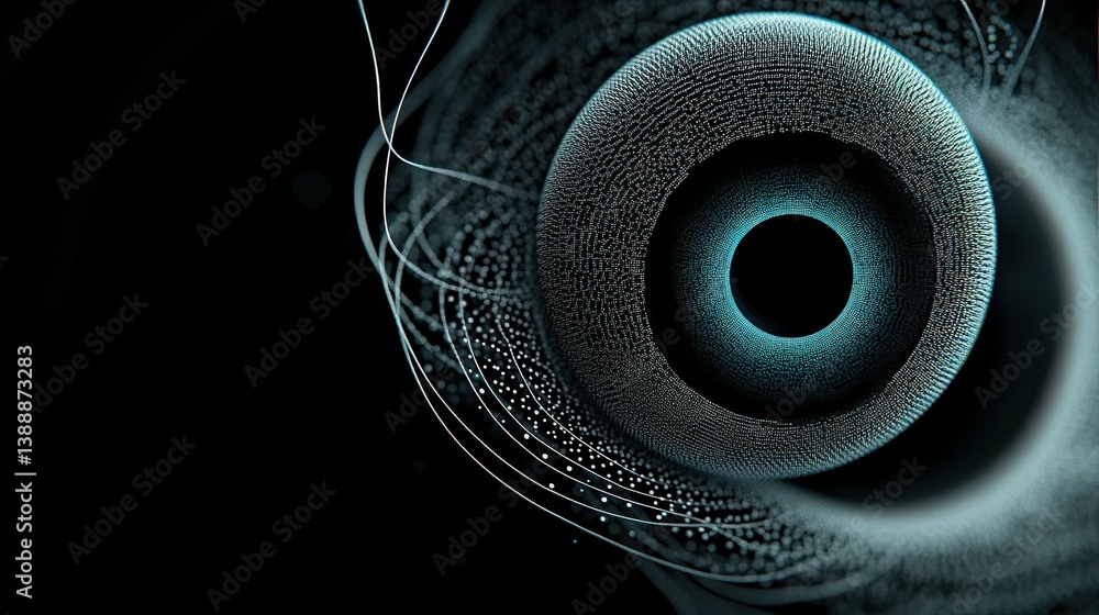 Aufkleber abstract futuristic eyeball design: a mesmerizing, close-up view of a futuristic eyeball with a lumi