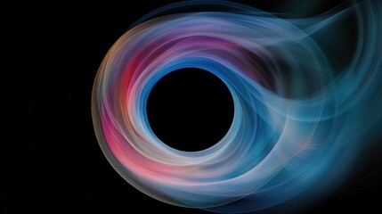 Abstract Celestial Portal: A mesmerizing cosmic visualization, featuring a swirling vortex of vibrant colors encircling a dark, central void, suggestive of a black hole or celestial event.
