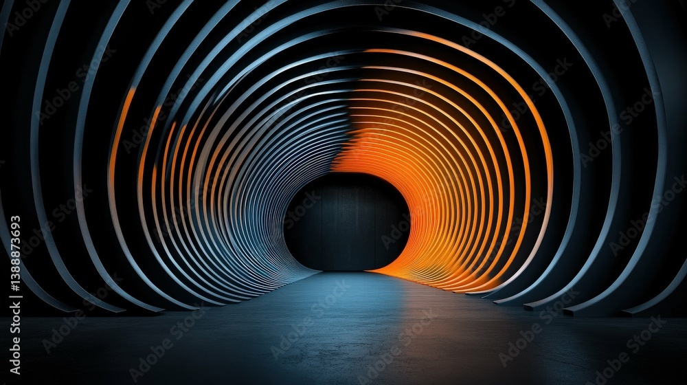 Aufkleber geometric passage to brightness: a striking display of architecture showcasing concentric circles an