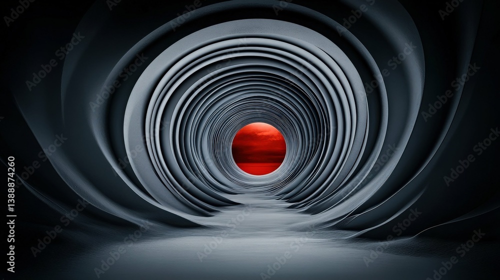 Aufkleber hypnotic spiral: captivating viewers with a modern tunnel of metallic design leading to a vibrant re