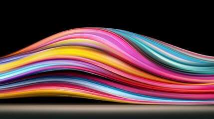 Vibrant Wave of Color: An abstract artwork showcasing a flowing river of brightly hued paint, twisting across a dark field. It's a visual symphony of diverse tones and textures.