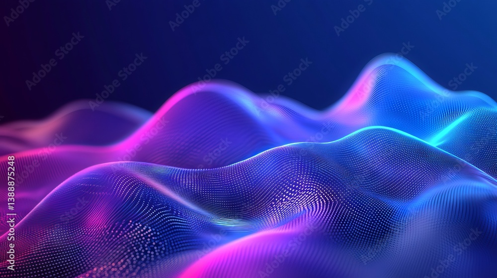 Poster vibrant and futuristic 3d rendered wave gradient design featuring dynamic flowing light lines, swirl