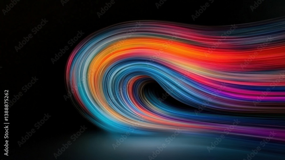 Aufkleber vibrant flow of light: a captivating swirl of vivid colors cascades across a dark expanse, creating 
