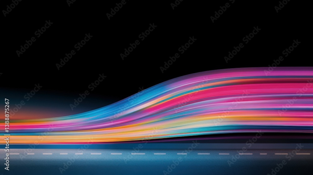 Aufkleber illuminating flow of light: a vibrant streak of light in motion across the black backdrop, showcasin