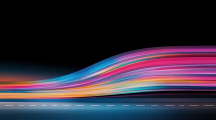 Illuminating Flow of Light: A vibrant streak of light in motion across the black backdrop, showcasing the dynamic fluidity of color and energy, creating a sense of speed and technological advancement.